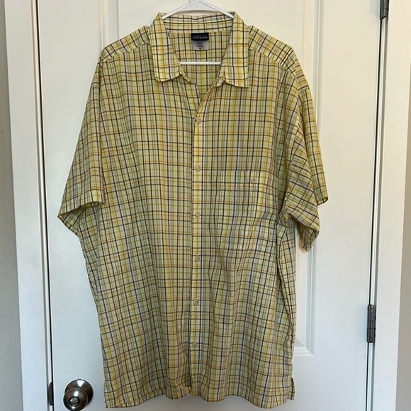 Patagonia Organic Cotton Yellow Plaid Button Front Short Sleeve Shirt XXL - Picture 1 of 8
